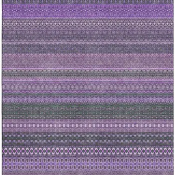 10' X 14' Purple And Ivory Striped Washable Area Rug With UV Protection