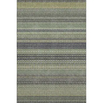 3' X 5' Sage Gray And Ivory Striped Washable Area Rug With UV Protection