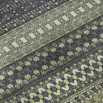 3' X 5' Sage Gray And Ivory Striped Washable Area Rug With UV Protection