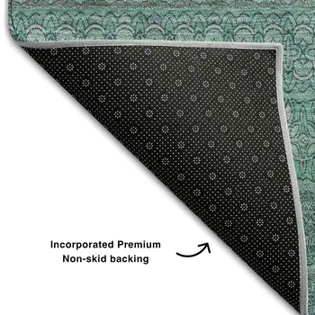 5' X 8' Turquoise And Ivory Striped Washable Area Rug With UV Protection