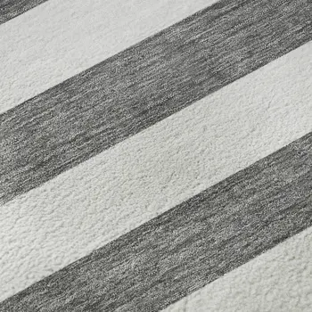 3' X 5' Charcoal And Ivory Striped Washable Area Rug With UV Protection