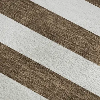 3' X 5' Chocolate And Ivory Striped Washable Area Rug With UV Protection