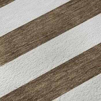 10' X 14' Chocolate And Ivory Striped Washable Area Rug With UV Protection