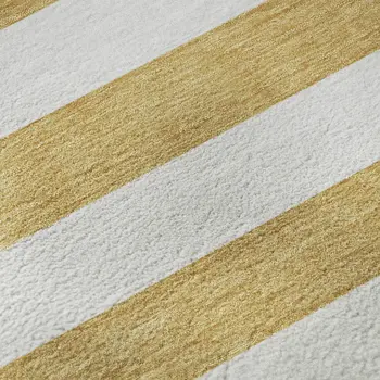 5' X 8' Gold And Ivory Striped Washable Area Rug With UV Protection