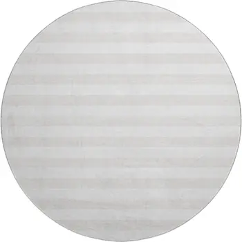8' Ivory And Gray Striped Washable Round Rug With UV Protection