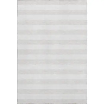 8' X 10' Ivory And Gray Striped Washable Area Rug With UV Protection