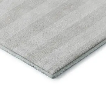 8' X 10' Ivory And Gray Striped Washable Area Rug With UV Protection