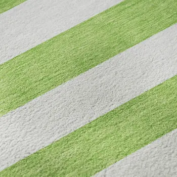 9' X 12' Lime Green And Ivory Striped Washable Area Rug With UV Protection