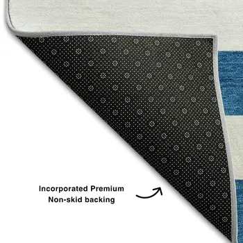 8' X 10' Navy Blue And Ivory Striped Washable Area Rug With UV Protection