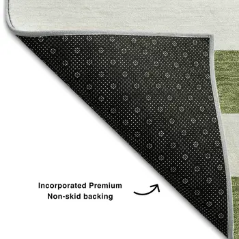 8' Olive Green And Ivory Striped Washable Round Rug With UV Protection