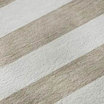 3' X 5' Taupe And Ivory Striped Washable Area Rug With UV Protection