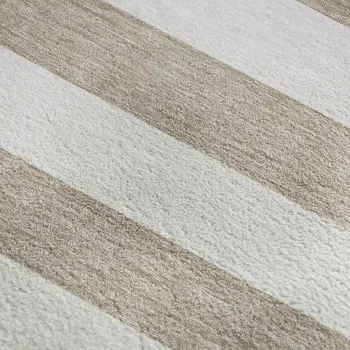 3' X 5' Taupe And Ivory Striped Washable Area Rug With UV Protection
