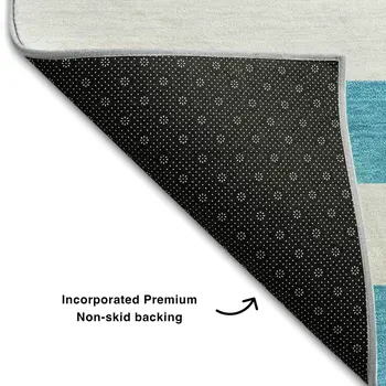 8' X 10' Teal And Ivory Striped Washable Area Rug With UV Protection