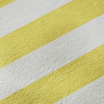 3' X 5' Yellow And Ivory Striped Washable Area Rug With UV Protection