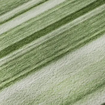 3' X 5' Fern Green And Ivory Striped Washable Area Rug With UV Protection