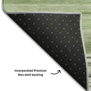 5' X 8' Fern Green And Ivory Striped Washable Area Rug With UV Protection