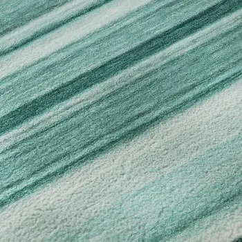10' X 14' Aqua And Ivory Striped Washable Area Rug With UV Protection