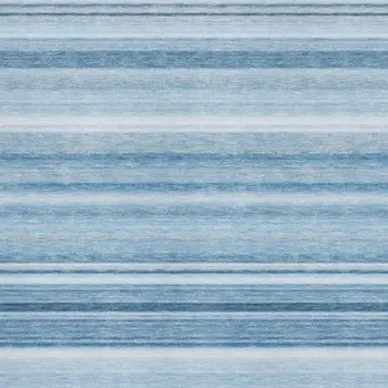3' X 5' Blue And Ivory Striped Washable Area Rug With UV Protection
