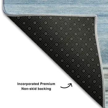 8' X 10' Blue And Ivory Striped Washable Area Rug With UV Protection