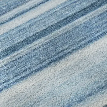 8' X 10' Blue And Ivory Striped Washable Area Rug With UV Protection