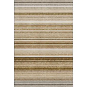3' X 5' Chocolate And Ivory Striped Washable Area Rug With UV Protection