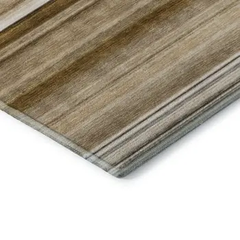 3' X 5' Chocolate And Ivory Striped Washable Area Rug With UV Protection