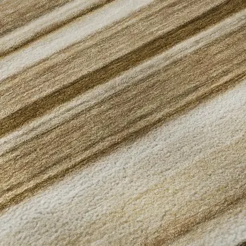 3' X 5' Chocolate And Ivory Striped Washable Area Rug With UV Protection
