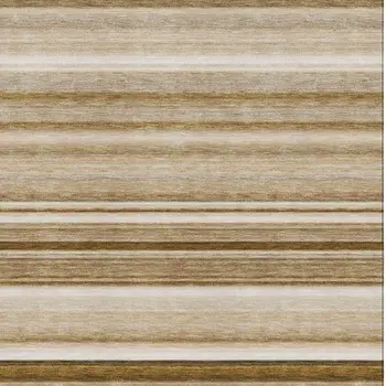 3' X 5' Chocolate And Ivory Striped Washable Area Rug With UV Protection