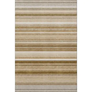 10' X 14' Chocolate And Ivory Striped Washable Area Rug With UV Protection