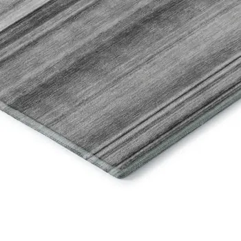 10' X 14' Gray And Ivory Striped Washable Area Rug With UV Protection