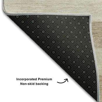 9' X 12' Beige And Taupe Striped Washable Area Rug With UV Protection
