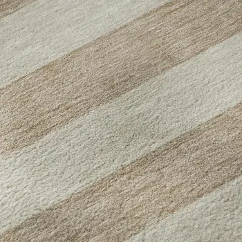 9' X 12' Beige And Taupe Striped Washable Area Rug With UV Protection