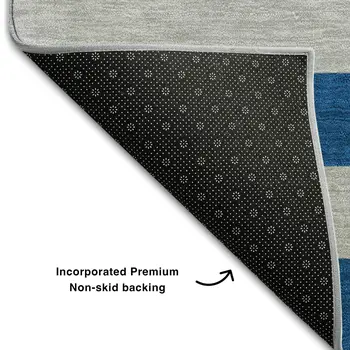 5' X 8' Blue And Gray Striped Washable Area Rug With UV Protection