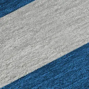 5' X 8' Blue And Gray Striped Washable Area Rug With UV Protection