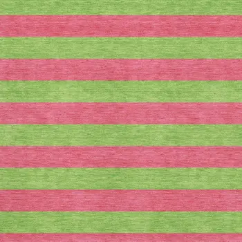 3' X 5' Blush And Green Striped Washable Area Rug With UV Protection
