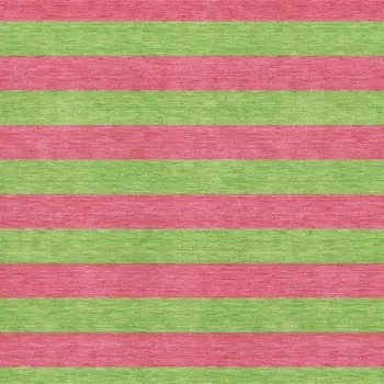 8' X 10' Blush And Green Striped Washable Area Rug With UV Protection