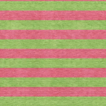 9' X 12' Blush And Green Striped Washable Area Rug With UV Protection
