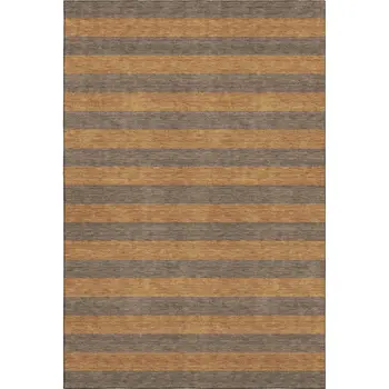 3' X 5' Chocolate And Copper Striped Washable Area Rug With UV Protection
