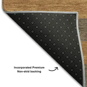 8' Chocolate And Copper Striped Washable Round Rug With UV Protection