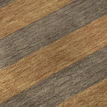10' X 14' Chocolate And Copper Striped Washable Area Rug With UV Protection