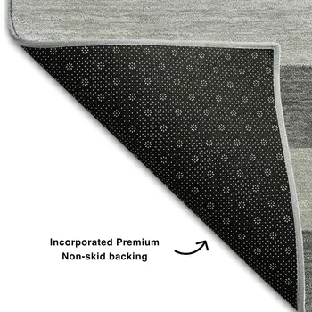 8' X 10' Granite Gray And Ivory Striped Washable Area Rug With UV Protection