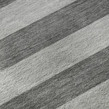 8' X 10' Granite Gray And Ivory Striped Washable Area Rug With UV Protection