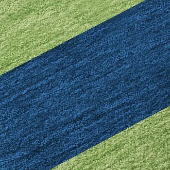 5' X 8' Navy Blue And Green Striped Washable Area Rug With UV Protection