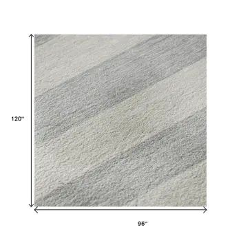 8' X 10' Pewter And Gray Striped Washable Area Rug With UV Protection