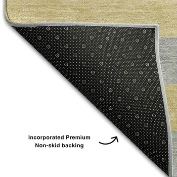 5' X 8' Silver And Gold Striped Washable Area Rug With UV Protection
