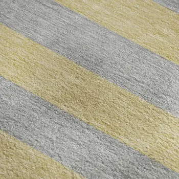 5' X 8' Silver And Gold Striped Washable Area Rug With UV Protection