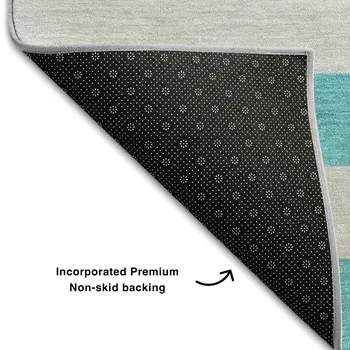 3' X 5' Turquoise And Ivory Striped Washable Area Rug With UV Protection