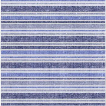 3' X 5' Blue And Ivory Striped Washable Area Rug With UV Protection