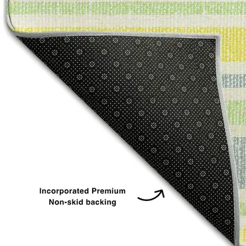 3' X 5' Denim Blue And Yellow Striped Washable Area Rug With UV Protection