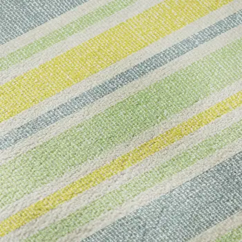 3' X 5' Denim Blue And Yellow Striped Washable Area Rug With UV Protection